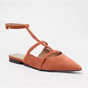 Anne Taylor - Suade Pointy Toe T-Strap Flats